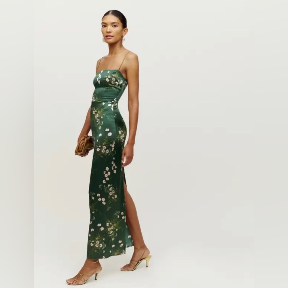 Reformation Frankie Silk Dress in Buena